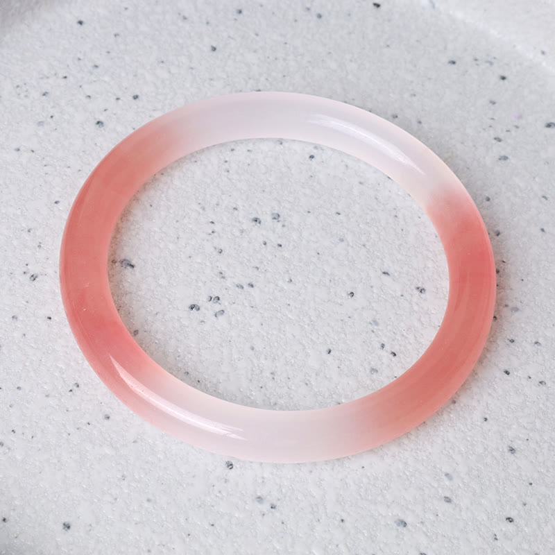 Buddha Stones Pink Golden Silk Jade Wealth Bracelet Bangle - image 6