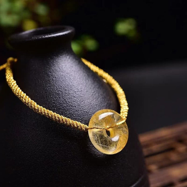 Buddha Stones Round Citrine Peace Buckle Happiness Braided Bracelet - image 4