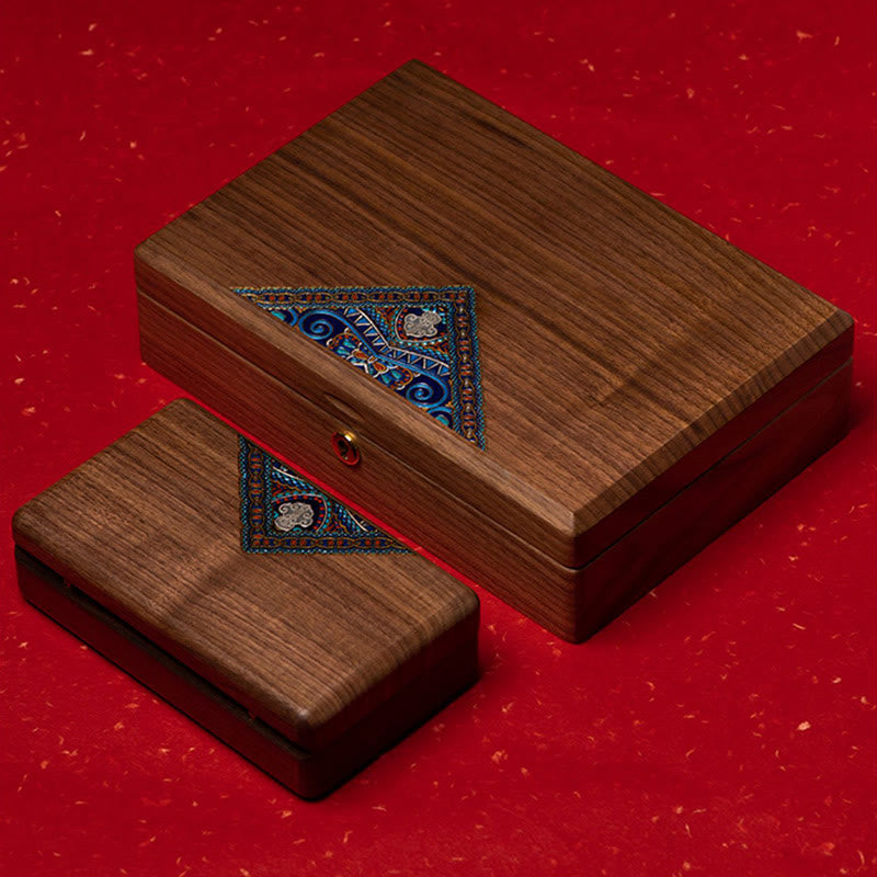 Vintage Handmade Black Walnut Wood Jewelry Storage Box Wooden Gift Box - image 14