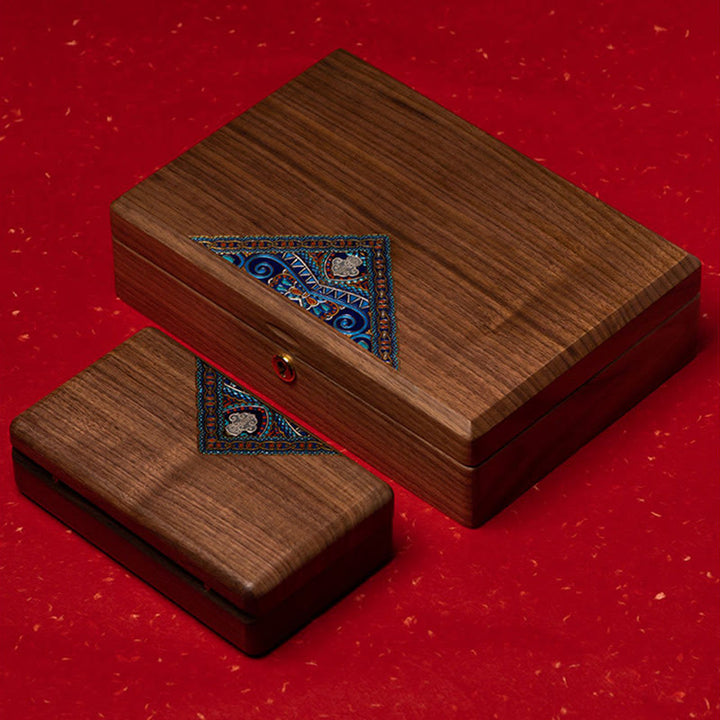 Vintage Handmade Black Walnut Wood Jewelry Storage Box Wooden Gift Box - image 14