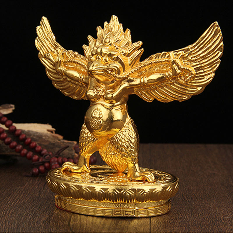 Buddha Stones Tibetan Gold Garuda Bird Alloy Protection Home Decoration - image 5
