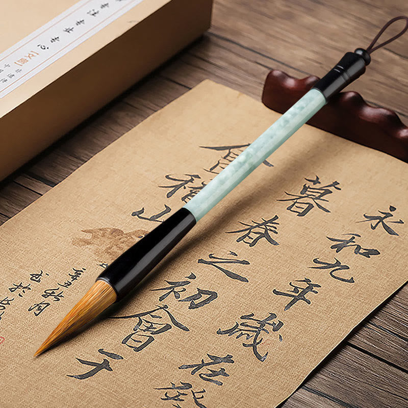 Buddha Stones Natural Jade Luck Chinese Calligraphy Brush Pen Chinese Writing Brush With Gift Box - image 1