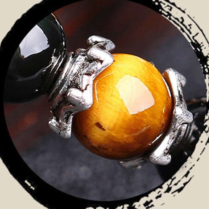 Chinese Zodiac 108 Beads Black Obsidian Tiger Eye Fortune Mala Bracelet - image 6