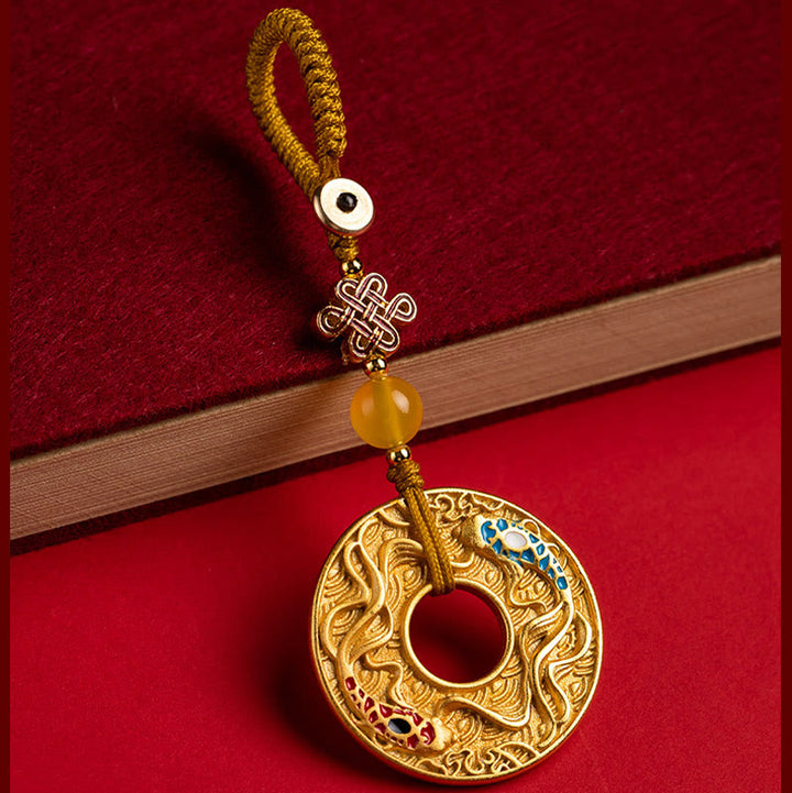 Buddha Stones Double Koi Fish Peace Buckle Wealth Luck Key Chain - image 11