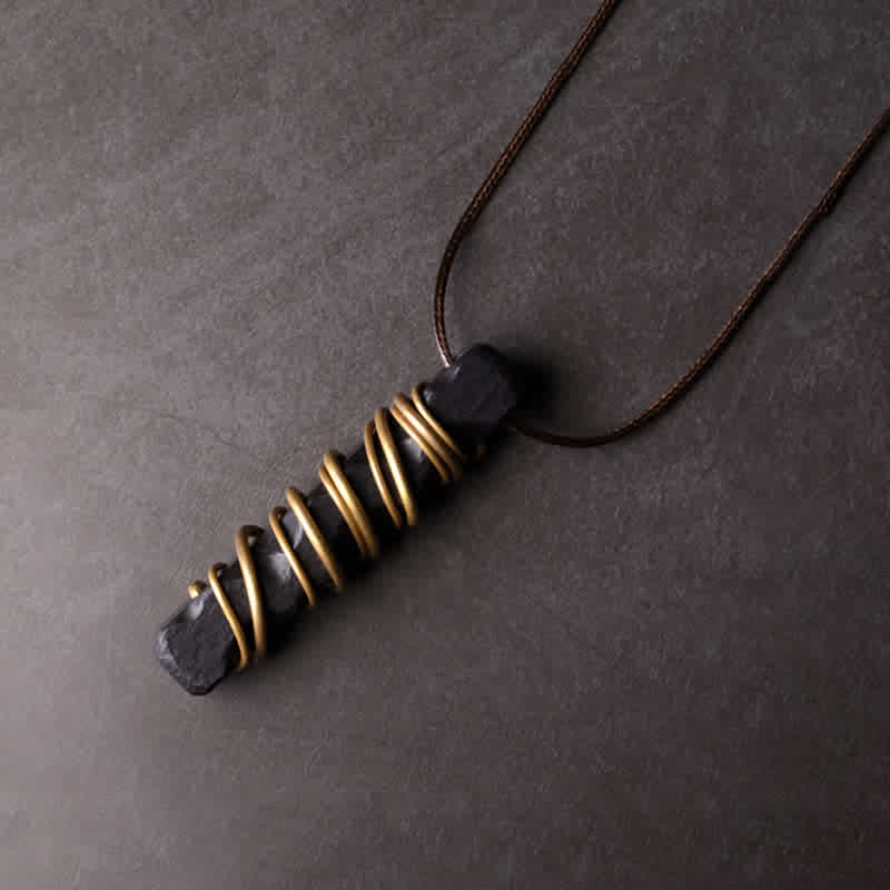 Buddha Stones Tibet Ebony Wood Copper Balance Peace Necklace Pendant - Ebony Wood (Balance ♥ Calm) - image 1