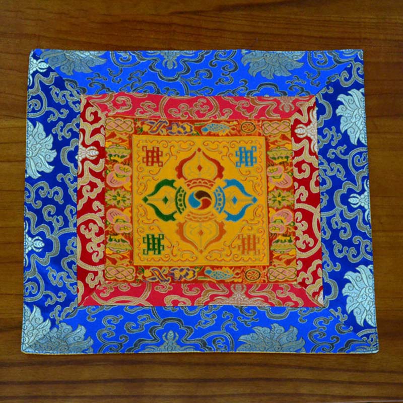 Prayer Altar Mat Meditation Strength Endless Knot Vajra Man-Bcu Kalachakra Auspicious Symbols - Vajra - Gold - image 16