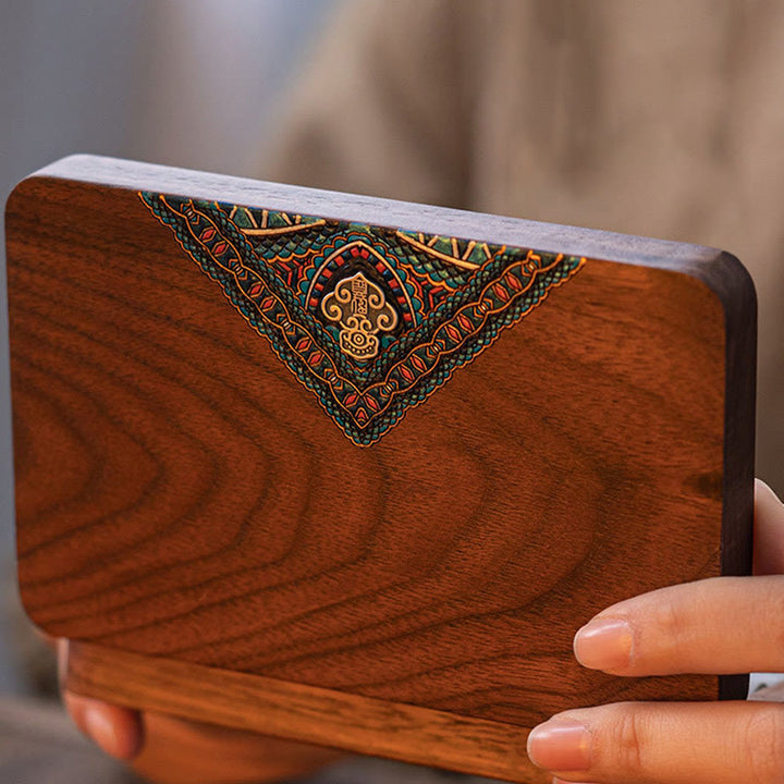 Vintage Handmade Black Walnut Wood Jewelry Storage Box Wooden Gift Box - image 18