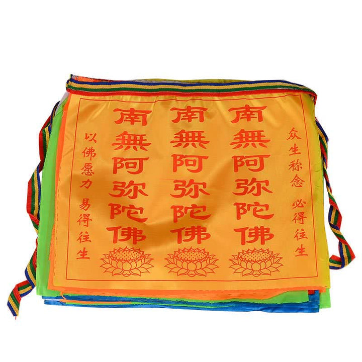 Buddha Stones Tibetan 7 Colors Windhorse Letter Auspicious Lotus Outdoor 21 Pcs Prayer Flag - image 8