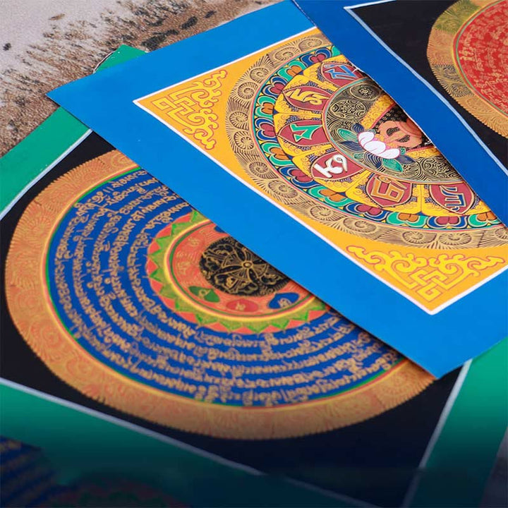 Buddha Stones Tibetan Handmade Thangka Painting Blessing Thangka Blind Box Random Color Pattern - image 3