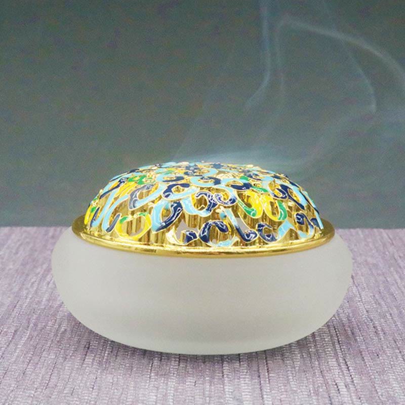 Buddha Stones Lotus Liuli Crystal Healing Meditation Incense Burner - image 13