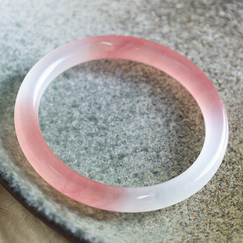 Buddha Stones Pink Golden Silk Jade Wealth Bracelet Bangle - image 1