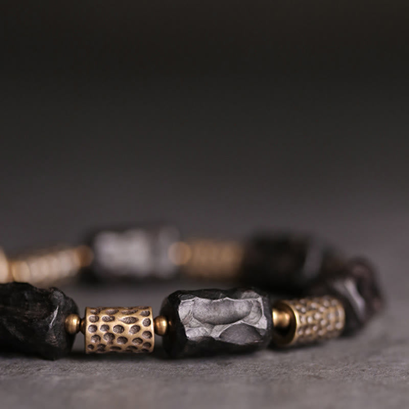 Buddha Stones Tibetan Ebony Wood Copper Calm Peace Bracelet - image 11