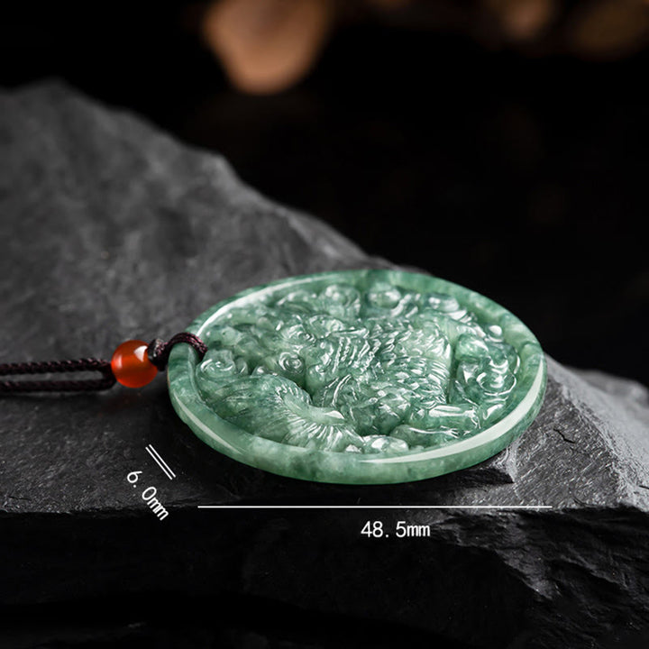 Buddha Stones Natural Jade Kirin Abundance String Necklace Pendant - image 8