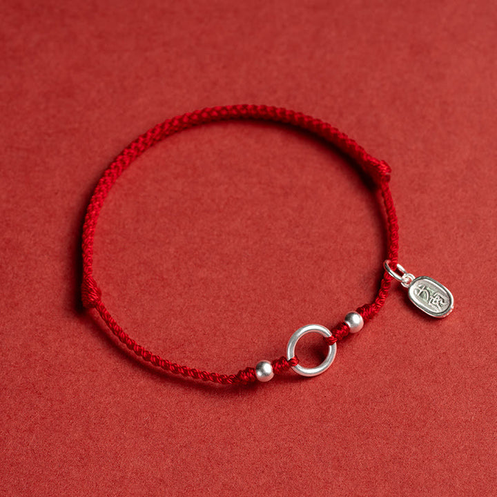 Buddha Stones 925 Sterling Silver Lucky Fortune Peace Joy Lotus Peace Buckle Red String Bracelet - Red(Wrist Circumference 15-18cm) - Peace and Joy - image 17