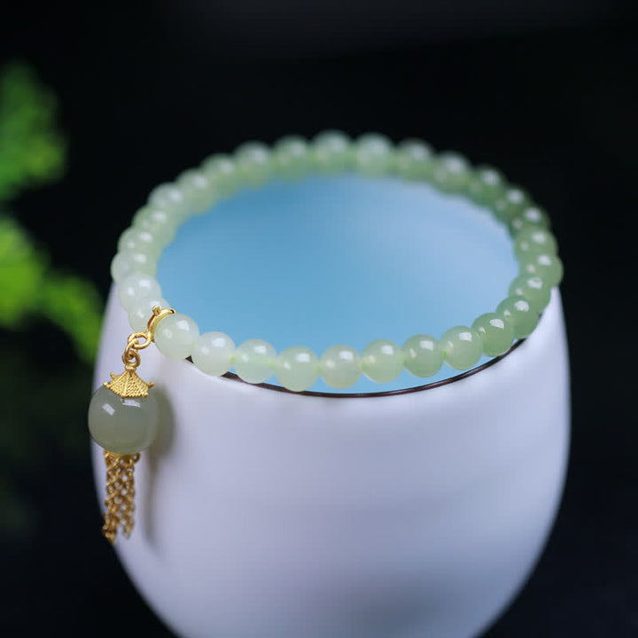 Buddha Stones 925 Sterling Silver Hetian Jade Beaded Wealth Charm Bracelet - image 6