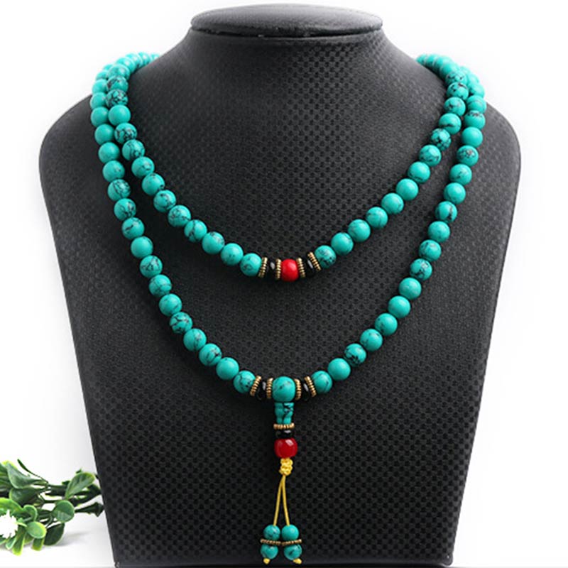 Buddha Stones Tibetan Turquoise Healing Mala Bracelet - image 11