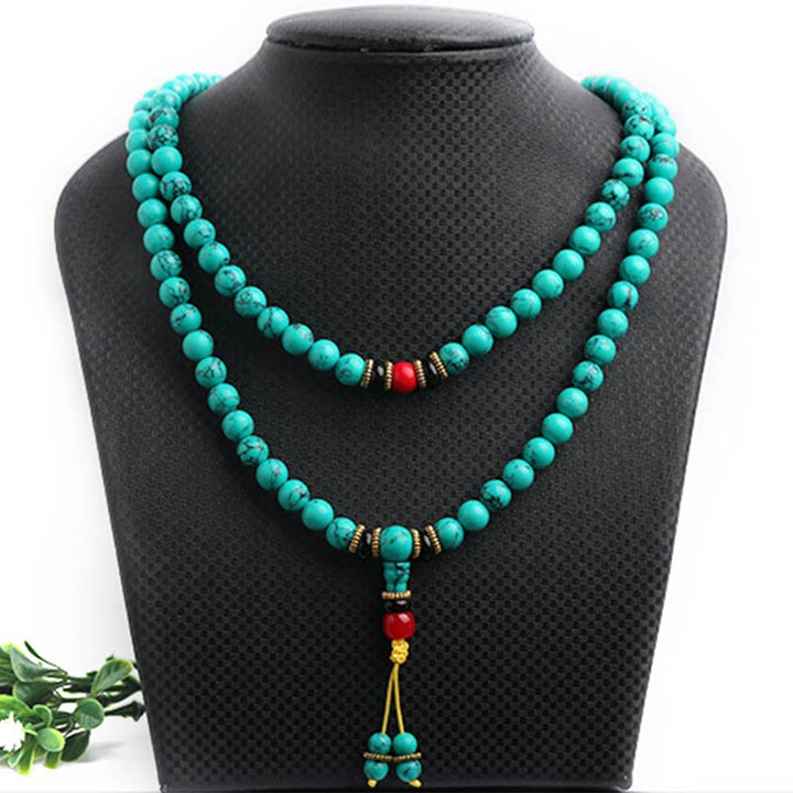 Buddha Stones Tibetan Turquoise Healing Mala Bracelet - image 11