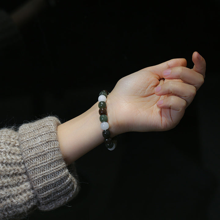 Buddha Stones Gradient Jade Luck Blessing Bracelet - image 9