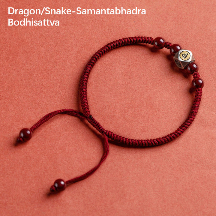 Buddha Stones 925 Sterling Silver Chinese Zodiac Natal Buddha Cinnabar Calm Bracelet - Dragon/Snake-Samantabhadra Bodhisattva - Red(Wrist Circumference 14-18cm) - image 15