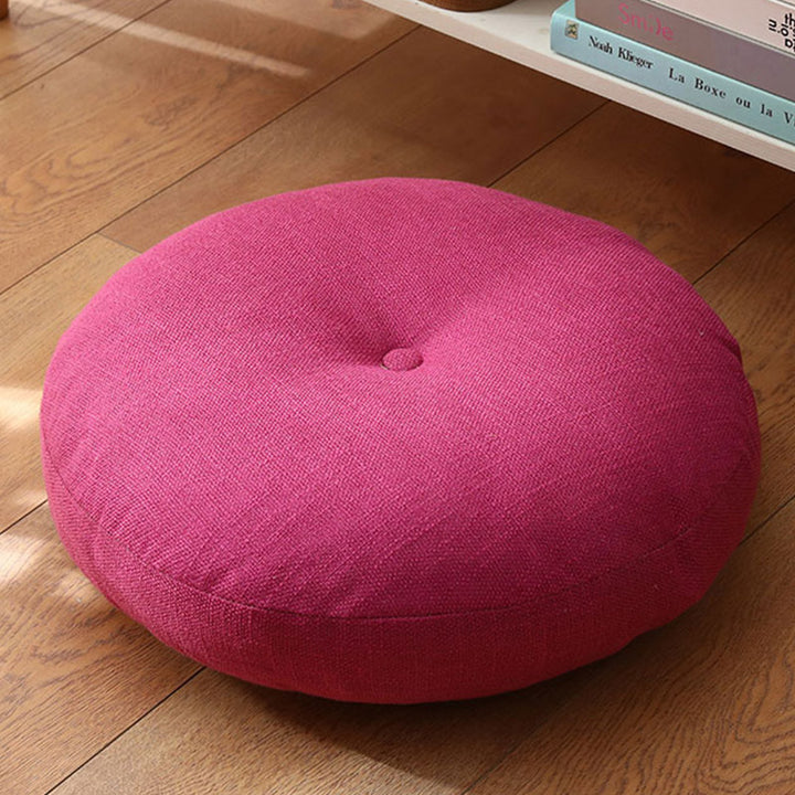 Buddha Stones Lotus Simple Pattern Linen Meditation Seat Cushion Home Living Room Decoration - Detachable - 40cm*10cm - HotPink - image 16