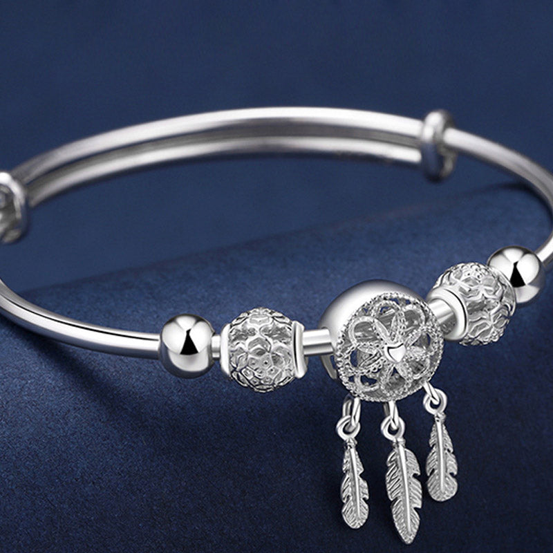 Buddha Stones Tibetan White Copper Blessing Dream Catcher Charm Bracelet - image 6