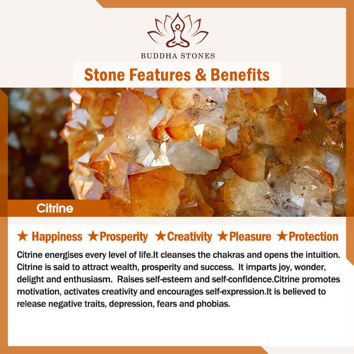 Buddha Stones Citrine Peace Buckle Prosperity Happiness Wrist Mala - image 5