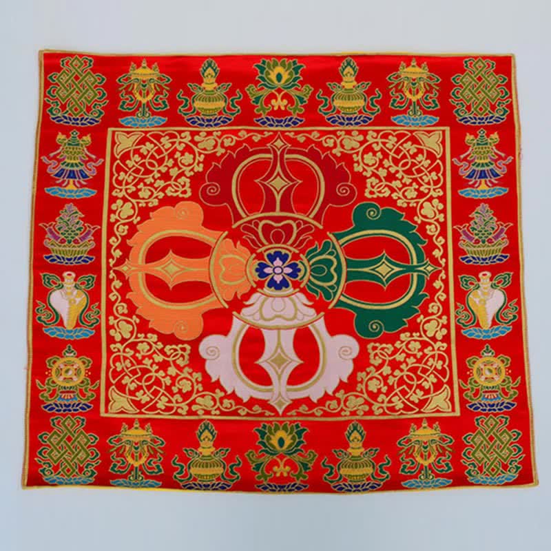Flower Endless Knot Prayer Altar Mat Healing Meditation 8 Auspicious Symbols Mat Table Runner - image 17