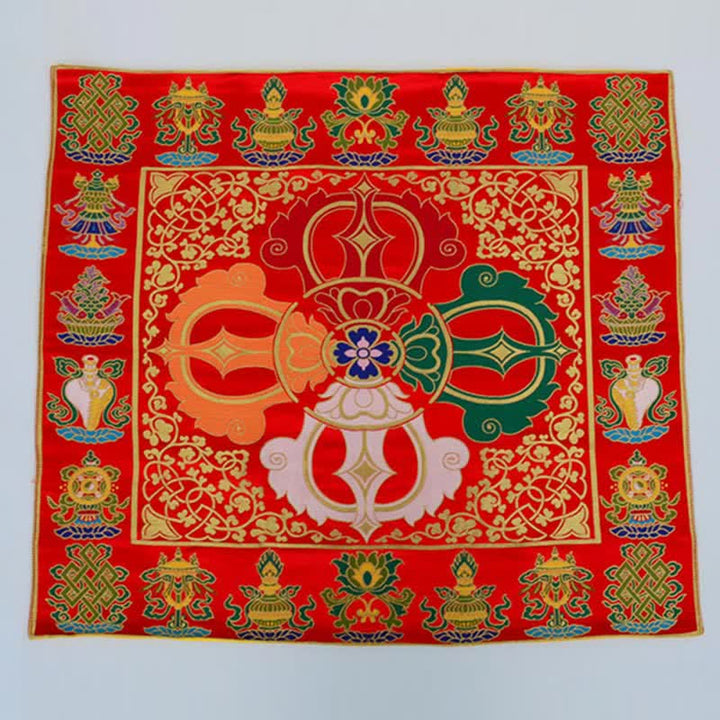Flower Endless Knot Prayer Altar Mat Healing Meditation 8 Auspicious Symbols Mat Table Runner - image 17