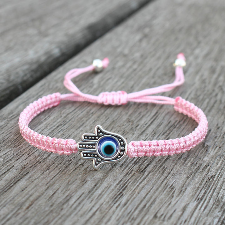 Buddha Stones Handmade Hamsa Symbol Protection Luck String Bracelet - Pink(Bracelet Size 16-24cm) - image 7