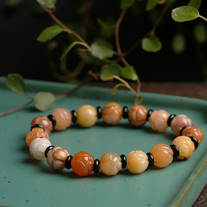 Buddha Stones Golden Silk Jade Lotus Wealth Luck Bracelet - image 7