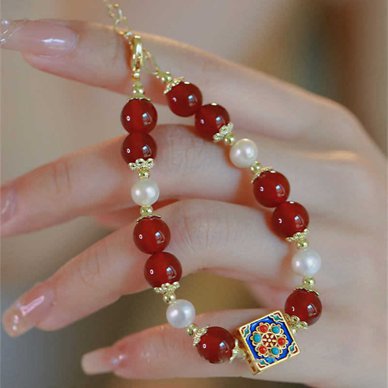 Buddha Stones Red Agate Pearl Confidence Self-acceptance Bracelet - image 1