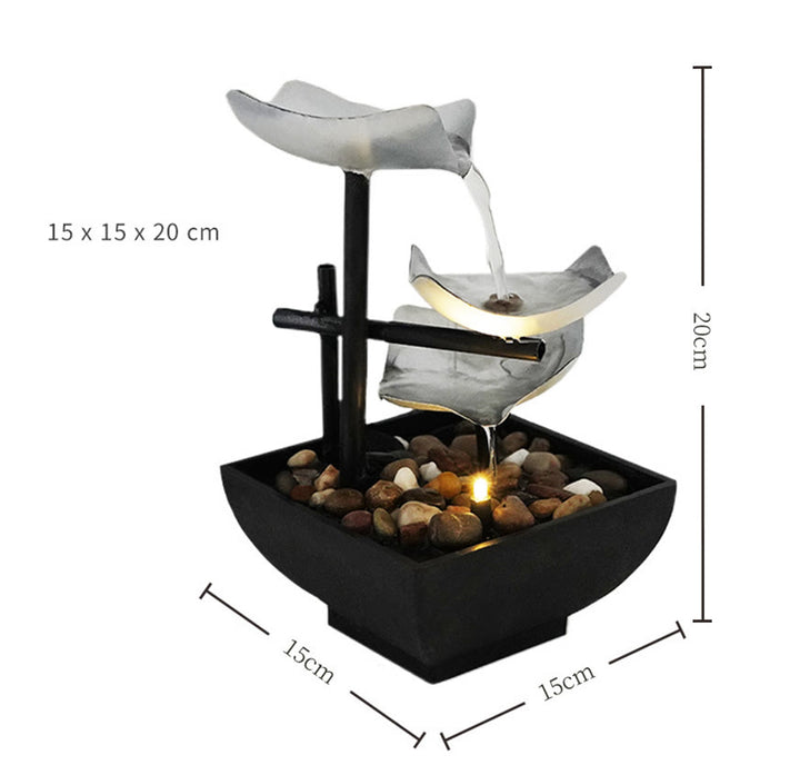 Buddha Stones Three Layers Waterfall Fountain Tabletop Lotus Ornaments With River Rocks Desktop Decoration - image 6