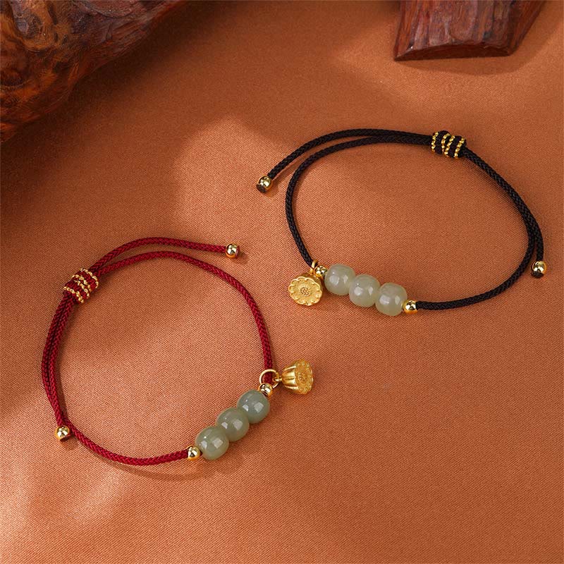 Buddha Stones Handmade Hetian Jade Bead Lotus Pod Prosperity Luck Braided Bracelet - image 6