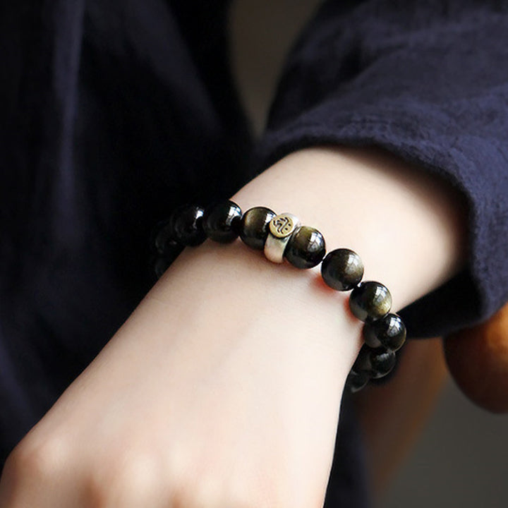 Buddha Stones Chinese Zodiac Natal Buddha Obsidian Purification Bracelet - image 4