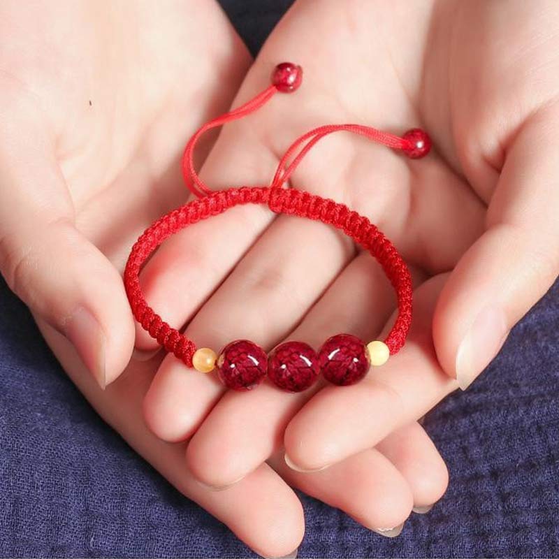 Buddha Stones Cinnabar Blessing Red String Bracelet For Kids - image 3