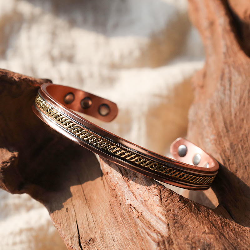 Buddha Stones Magnetic Copper Balance Adjustable Cuff Bracelet Bangle Ring - image 1