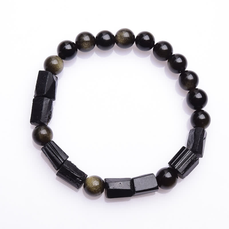 Buddha Stones Gold Sheen Obsidian Black Tourmaline Wealth Bracelet - image 9