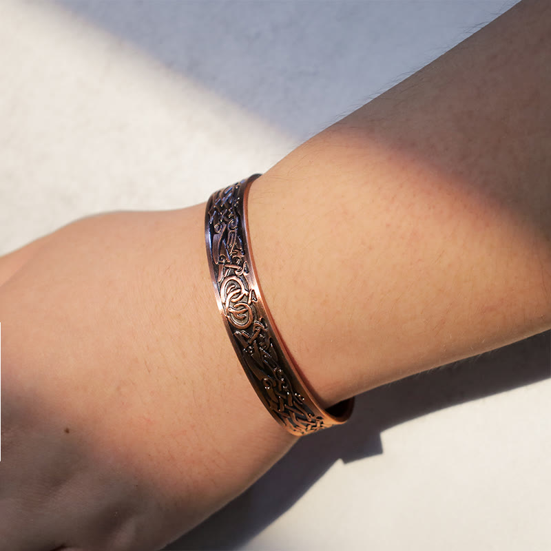 Buddha Stones Viking Birds Magnetic Copper Adjustable Cuff Bracelet Bangle - image 3