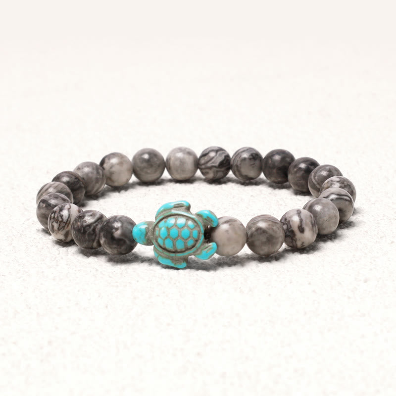 Buddha Stones Natural Stone Sea Turtle Turquoise Blessing Bracelet - Picasso Jasper - image 13
