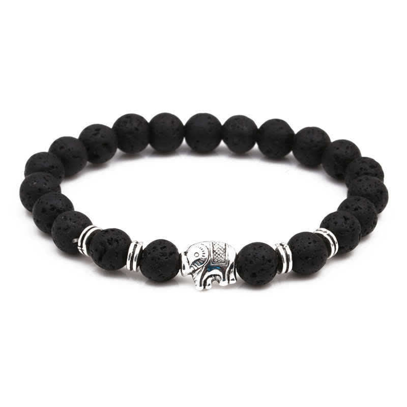 Buddha Stones Lava Rock Tiger Eye Stone Elephant Diffuser Peace Healing Bracelet - Lava Rock - image 0