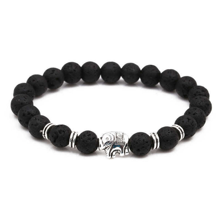 Buddha Stones Lava Rock Tiger Eye Stone Elephant Diffuser Peace Healing Bracelet - Lava Rock - image 0