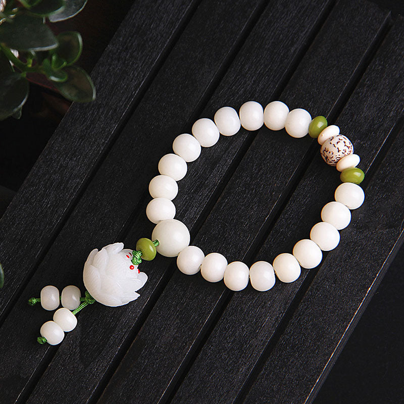 Buddha Stones Lotus Natural White Bodhi Seed Luck Bracelet - image 7