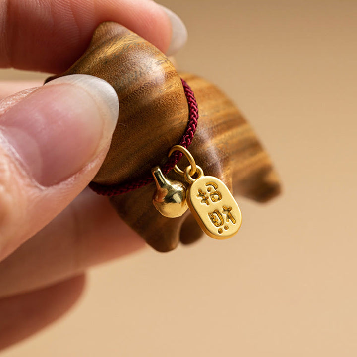 Buddha Stones Ebony Wood Green Sandalwood Lucky Cat Fu Character Lucky Fortune Bell Balance Car Hanging Decoration - image 13