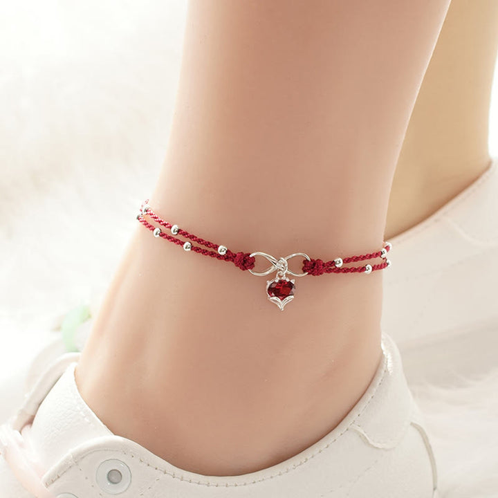 Buddha Stones Love Heart Infinity Symbol Braided String Anklet - image 4