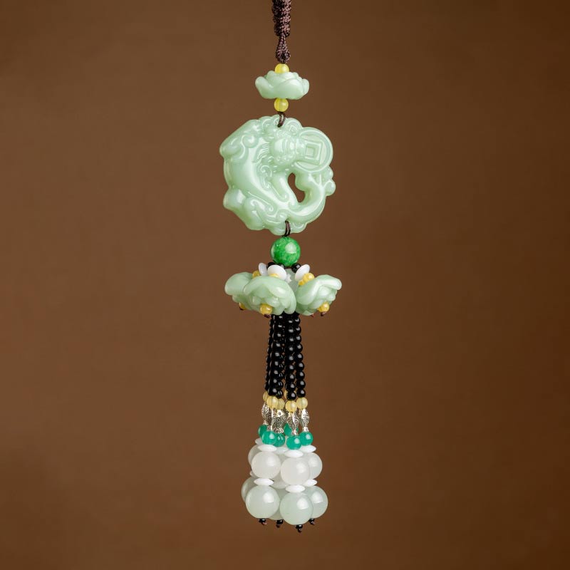 Buddha Stones FengShui Jade PiXiu Blessing Car Pendant Decoration - Cyan Jade - image 0