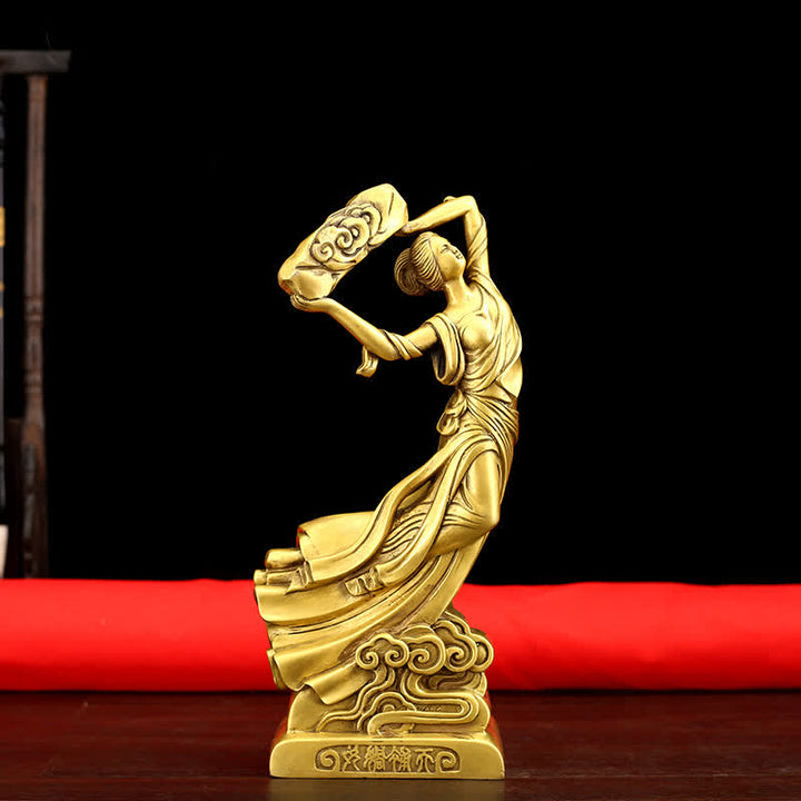 Buddha Stones Bodhisattva Nuwa Mends The Sky Protection Copper Statue Decoration - 11*8*27cm - image 0