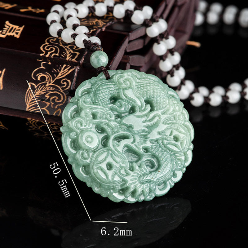 Buddha Stones Chinese Zodiac Dragon Jade Fortune Necklace String Pendant - image 7