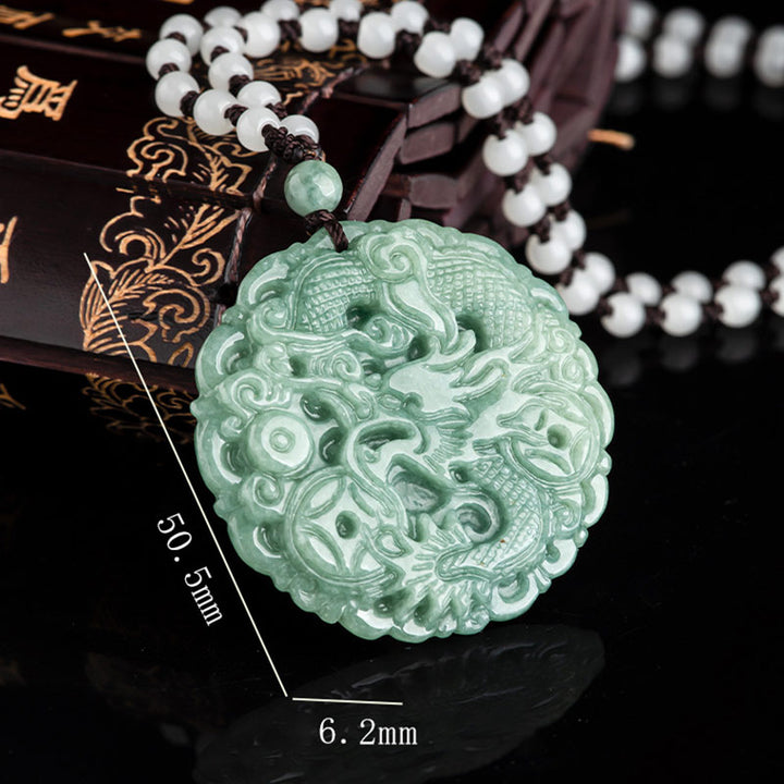 Buddha Stones Chinese Zodiac Dragon Jade Fortune Necklace String Pendant - image 7