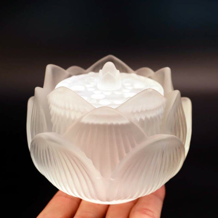 Buddha Stones Lotus Liuli Crystal Healing Meditation Incense Burner - Small White Lotus 10.5*8.3cm - image 2
