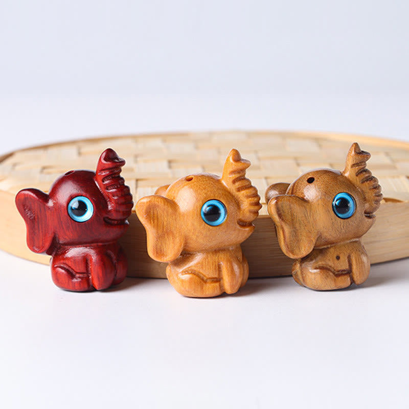 Buddha Stones Sandalwood Small Leaf Red Sandalwood Green Sandalwood Lucky Mini Elephant Carved Protection Decoration - image 32